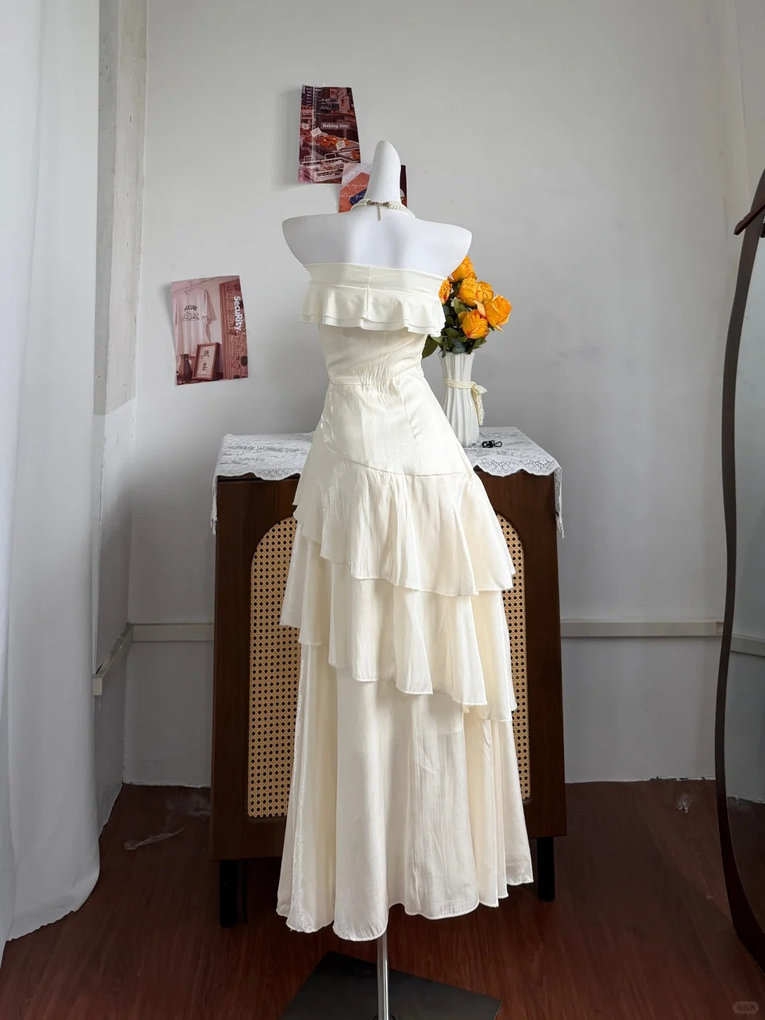 Simple White A-Line Asymmetrical Ruched Ruffled Chiffon Dress Prom Dress Evening Dress L327