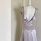 Classy Purple Sheath Square Beaded Sequins Satin Dress Prom Dress Evening Dress L328