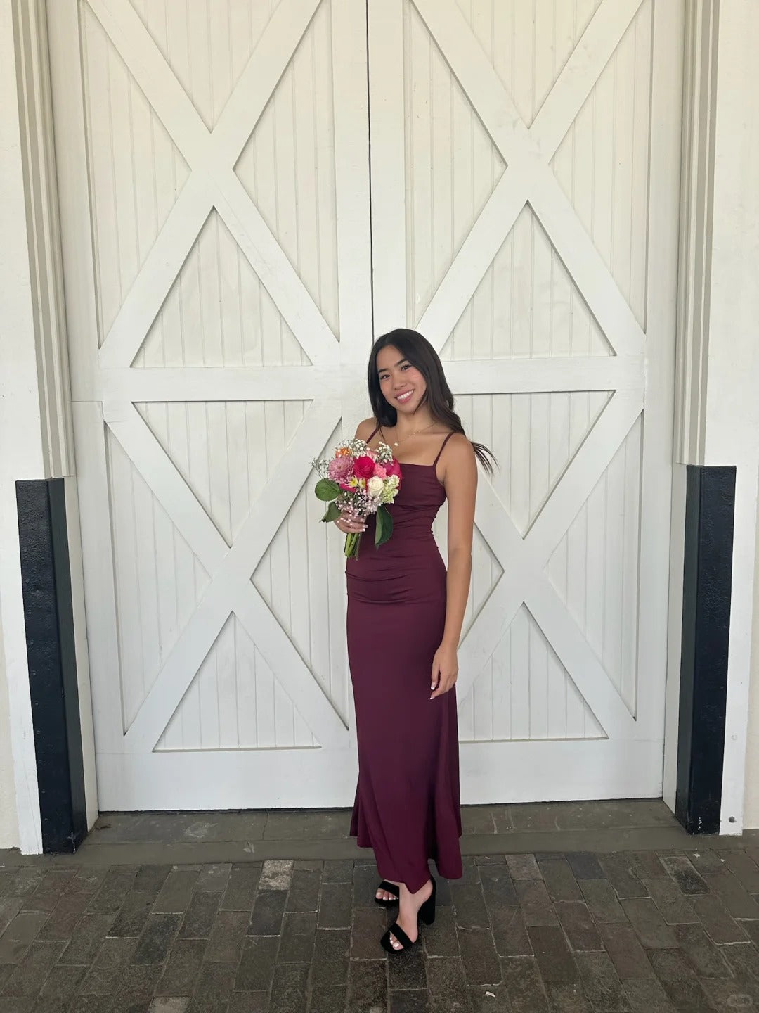 Elegant Burgundy Sheath Spaghetti Strap Stretch Jersey Dress Prom Dress Evening Dress L331