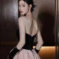 Princess Black And Pink Ball Gown Strapless Bow Satin Dress Quinceanera Dress 16 L333