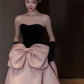 Princess Black And Pink Ball Gown Strapless Bow Satin Dress Quinceanera Dress 16 L333