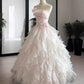 Sweet Pink Ball Gown Strapless Handmade Flowers Ruched Tulle Dress Quinceanera Dress 16 L338
