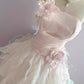 Sweet Pink Ball Gown Strapless Handmade Flowers Ruched Tulle Dress Quinceanera Dress 16 L338