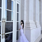 Fairy Purple Mermaid Off-The-Shoulder Handmade Flowers Appliques Tulle Dress Prom Evening Dress L349