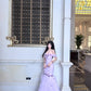 Fairy Purple Mermaid Off-The-Shoulder Handmade Flowers Appliques Tulle Dress Prom Evening Dress L349