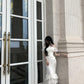 Gorgeous White Mermaid Off-The-Shoulder Appliques Lace Satin Dress Prom Evening Dress L351