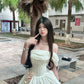 Pretty White Ball Gown Off-The-Shoulder Handmade Flowers Corset Satin Dress Quinceanera Dress 16 L353