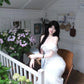 Elegant White Sheath Off-The-Shoulder Corset Chiffon Dress Prom Dress Evening Dress L355