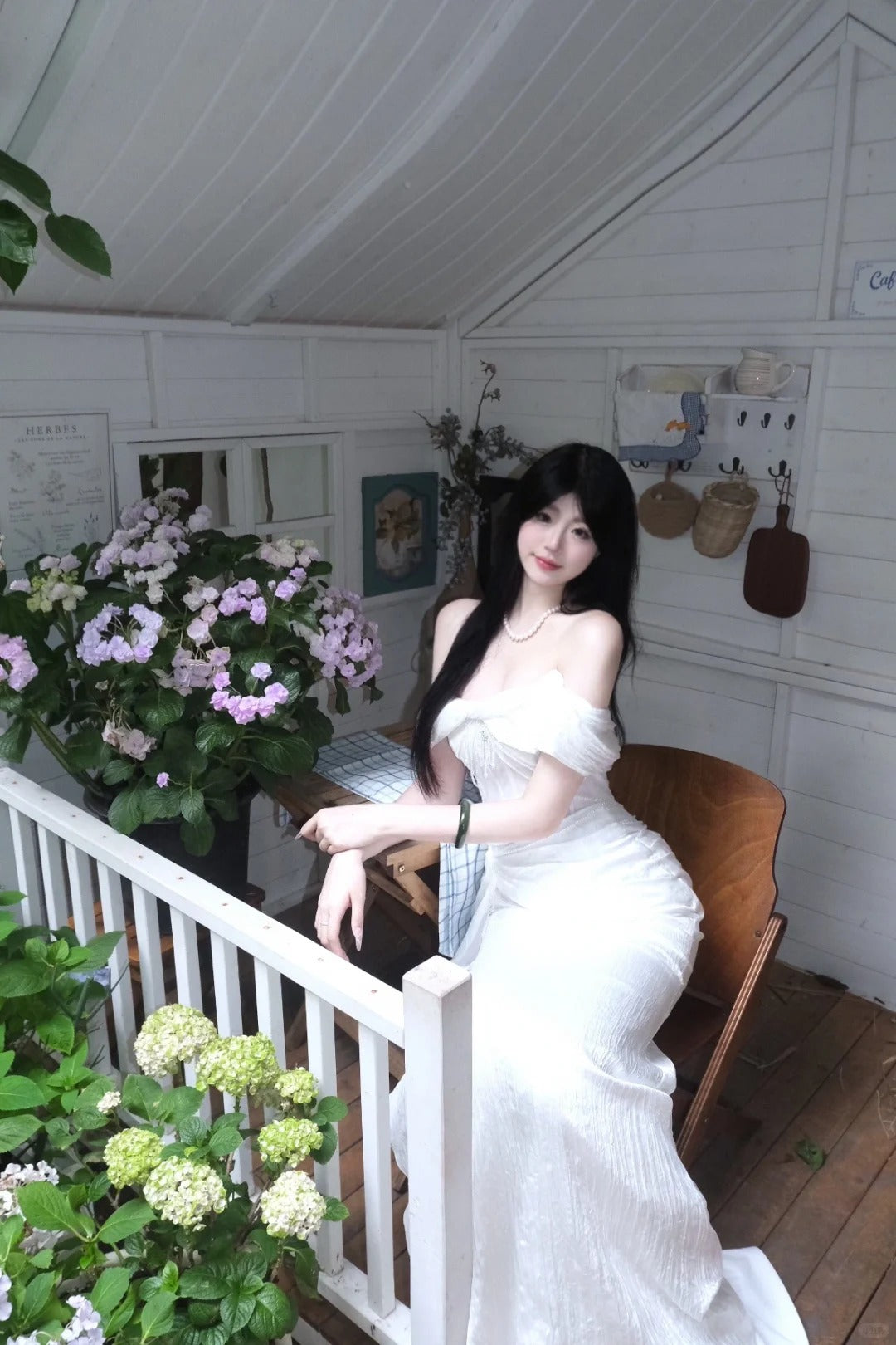 Elegant White Sheath Off-The-Shoulder Corset Chiffon Dress Prom Dress Evening Dress L355