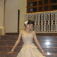 Sparkling Champagne A-Line Strapless Rhinestone Sequins Tulle Dress Prom Dress Evening Dress L360