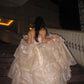 Sparkling Champagne Ball Gown Sweetheart Tiered Ruffled Glitter Tulle Dress Quinceanera Dress 16 L361
