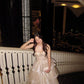 Sparkling Champagne Ball Gown Sweetheart Tiered Ruffled Glitter Tulle Dress Quinceanera Dress 16 L361