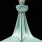 Chic Mint Green Mermaid Square Bow Slit Satin Dress Prom Dress  Evening Dress L365