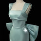 Chic Mint Green Mermaid Square Bow Slit Satin Dress Prom Dress  Evening Dress L365