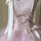 Sweet Pink Ball Gown Strapless Beaded Bow Tulle Dress Quinceanera Dress 16 L366