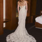 Chic White Taffeta And Tulle Wedding Dress Strapless Mermaid Lace Ballroom Wedding Dress L383