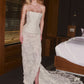 Chic White Taffeta And Tulle Wedding Dress Strapless Mermaid Lace Ballroom Wedding Dress L383