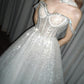 Sparkling White Ball Gown Spaghetti Strap Sequins Corset Tulle Dress Quinceanera Dress 16 L405