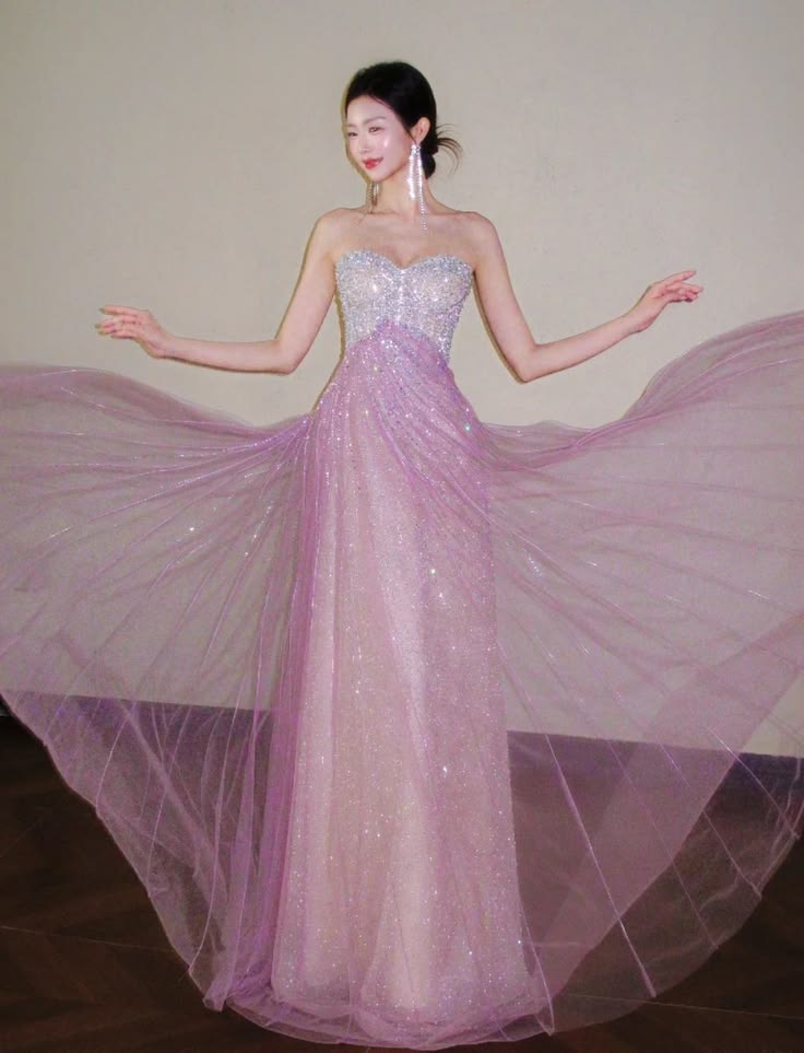Sprakling Pink A-Line Sweetheart Sequins Tulle Dress Prom Dress Evening Dress L406