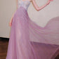 Sprakling Pink A-Line Sweetheart Sequins Tulle Dress Prom Dress Evening Dress L406