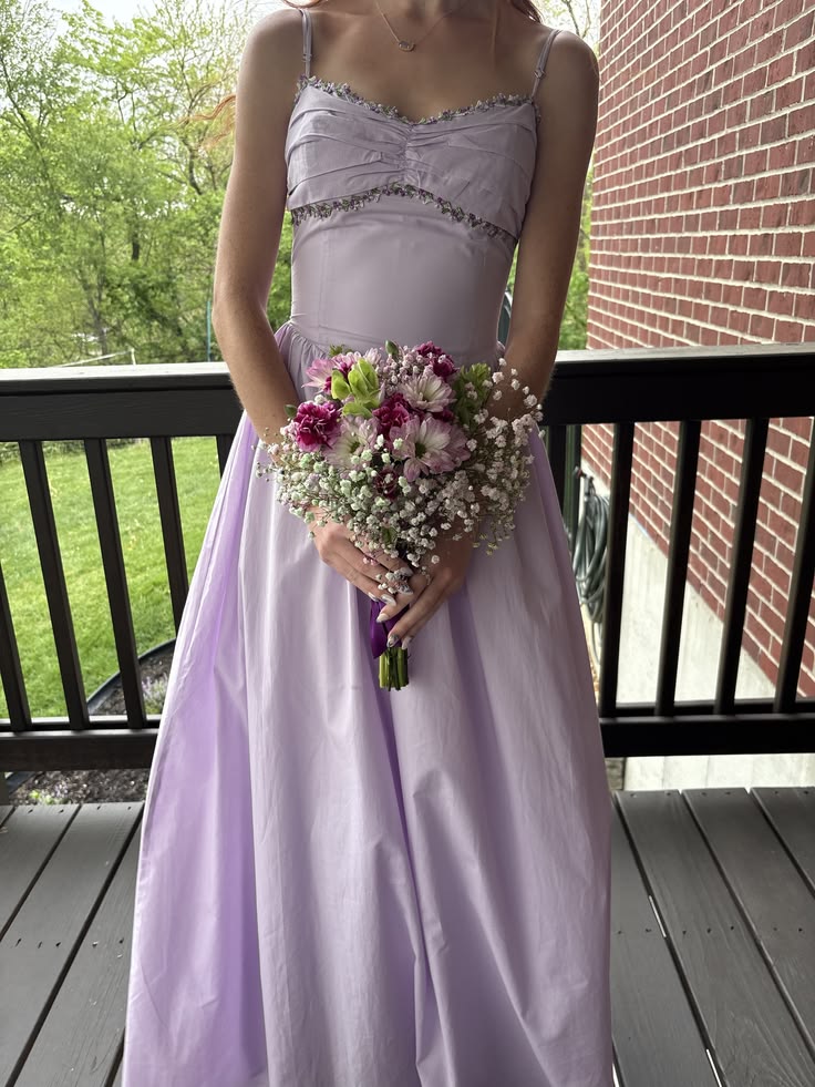 Simple Young Purple A-Line Spaghetti Strap Appliques Satin Dress Bridesmaid Dress L411