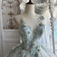 Dreamy Light Blue Ball Gown Sheer Straps Appliques Beaded Tulle Quinceanera Dress 16 L42