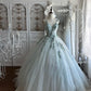 Dreamy Light Blue Ball Gown Sheer Straps Appliques Beaded Tulle Quinceanera Dress 16 L42