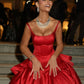 Chic Red Ball Gown Spaghetti Strap Bow Satin Dress Prom Dress Quinceanera Dress 16 L429
