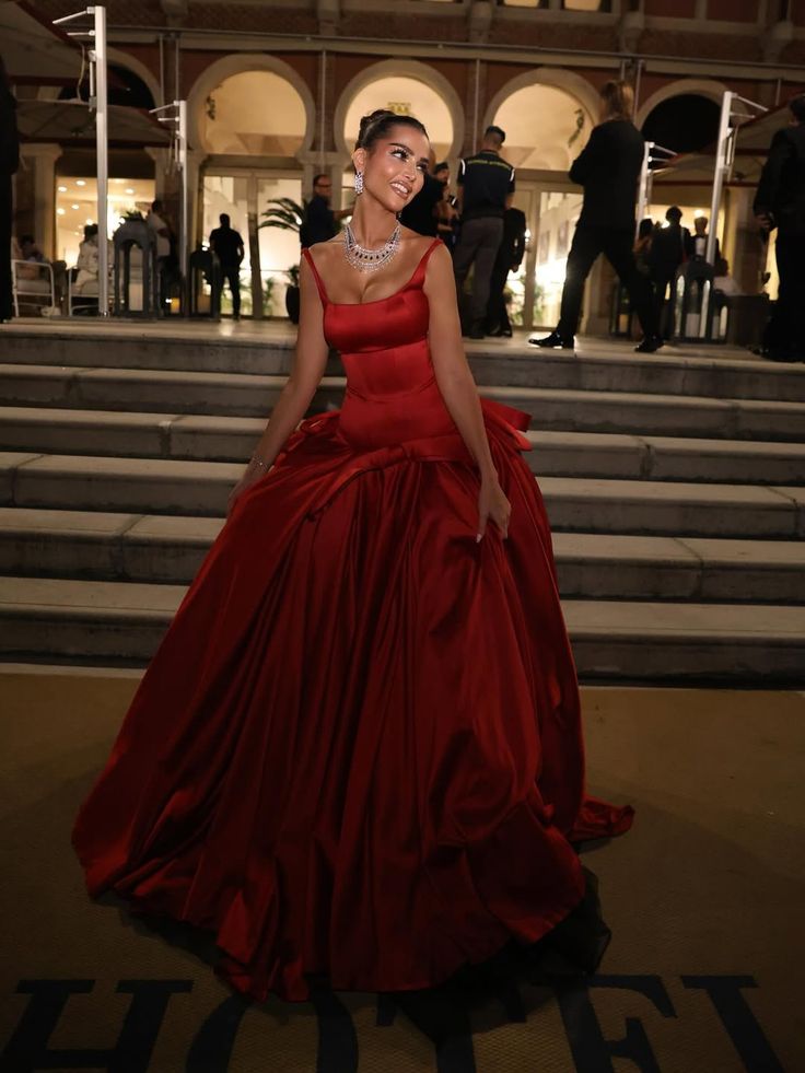 Chic Red Ball Gown Spaghetti Strap Bow Satin Dress Prom Dress Quinceanera Dress 16 L429