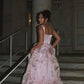 Sweet Light Pink A-Line Spaghetti Strap Lace Organza Dress Prom Dress Evening Dress L442