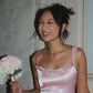 Sweet Light Pink A-Line Spaghetti Strap Lace Organza Dress Prom Dress Evening Dress L442