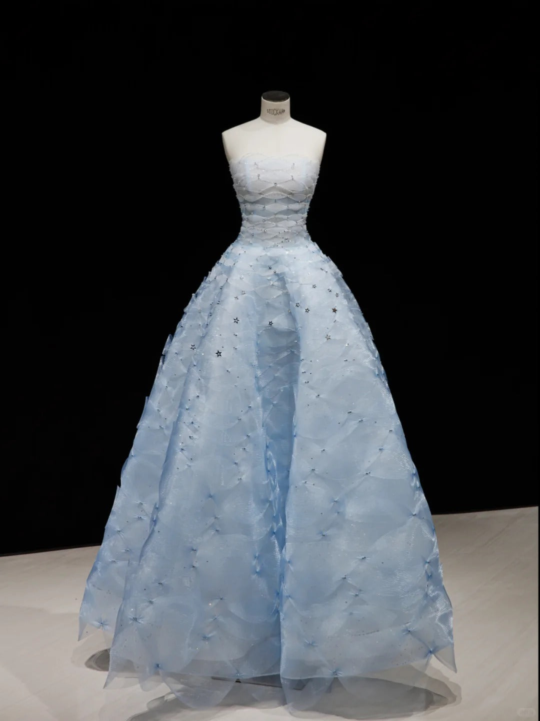 Dreamy Light Blue Ball Gown Strapless Sequins Beaded Tulle Dress Prom Quinceanera Dress 16 L463