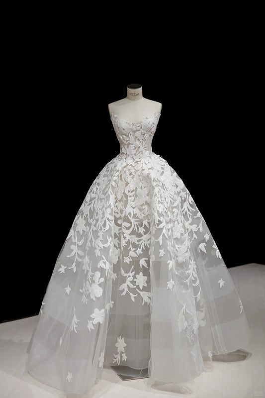 Pretty White Ball Gown Sweetheart Appliques Corset Tulle Dress Prom Quinceanera Dress 16 L468