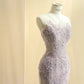 Sweet Light Pink Mermaid Sweetheart Appliques Sequins Tulle Dress Prom Dress Evening Dress L469