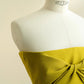 Modest Bright Yellow Strapless Bow Ruched Matte Satin Dress Prom Dress Evening Dress L471