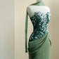 Classy Green Mermaid Sweetheart Sequins Ruched Satin Dress Prom Dress Evening Dress L474