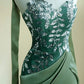 Classy Green Mermaid Sweetheart Sequins Ruched Satin Dress Prom Dress Evening Dress L474