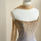 Sparkling Light Blue A-Line Strapless Sequins Tulle Dress Prom Dress Evening Dress L475