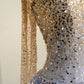 Sparkling Light Blue A-Line Strapless Sequins Tulle Dress Prom Dress Evening Dress L475