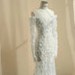 Elegant White Tulle Wedding Dress Off-The-Shoulder Mermaid Lace Appliques Ballroom Wedding Dress L477