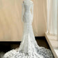 Elegant White Tulle Wedding Dress Off-The-Shoulder Mermaid Lace Appliques Ballroom Wedding Dress L477