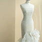 Elegant White Tulle Wedding Dress Strapless Mermaid Handmade Flowers Garden Wedding Dress L478