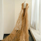 Chic Champagne Sheath Strapless Rhinestone Ruched Tulle Dress Prom Dress Evening Dress L479