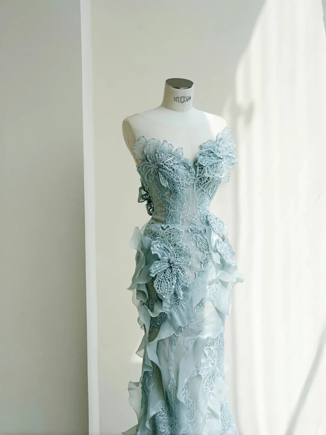 Princess Mint Green Mermaid Sweetheart Appliques Beaded Tulle Dress Prom Evening Dress L485