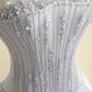 Fairy Young Purple A-Line Strapless Beaded Appliques Rhinestone Tulle Dress Prom Evening Dress L489