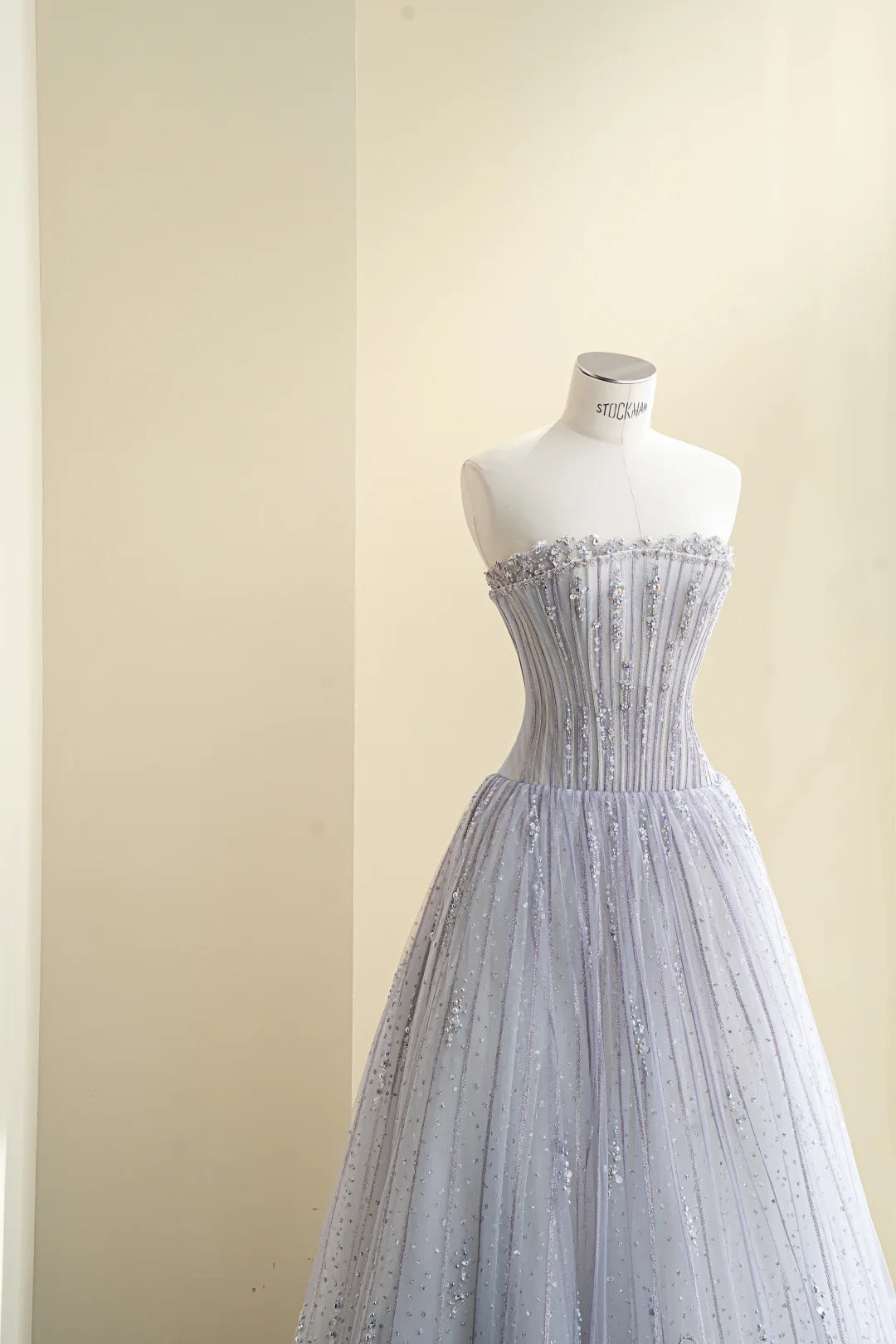 Fairy Young Purple A-Line Strapless Beaded Appliques Rhinestone Tulle Dress Prom Evening Dress L489