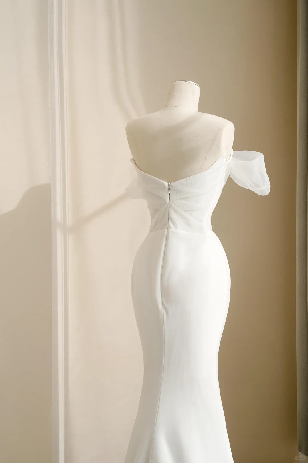 Elegant White Mermaid Sweetheart Bow Matte Satin Dress Prom Dress Evening Dress L490
