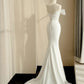 Elegant White Mermaid Sweetheart Bow Matte Satin Dress Prom Dress Evening Dress L490