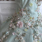 Princess Mint Green Ball Gown Off-The-Shoulder Beaded Appliques Tulle Dress Quinceanera Dress 16 L491