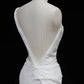 Pretty White Mermaid Asymmetrical Neck Lace Appliques Ruched Tulle Dress Prom Evening Dress L494